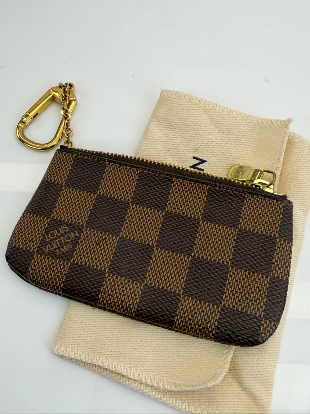 Louis Vuitton Damier Ebene Key Coin Pouch Cles Brown